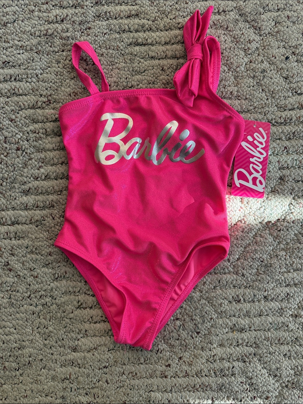 Barbie Hot Pink One-Piece Swimsuit with Silver Logo